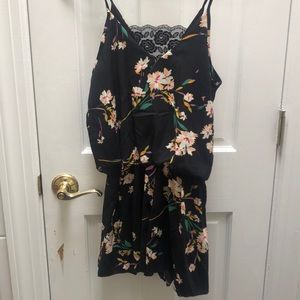 Black floral romper